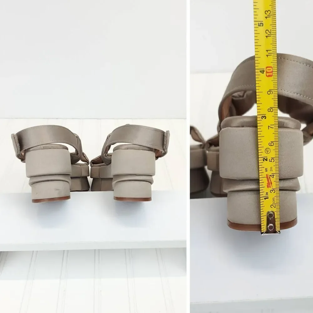 Chie Mihara Platform Sandals Satin Fabric in Sand Color